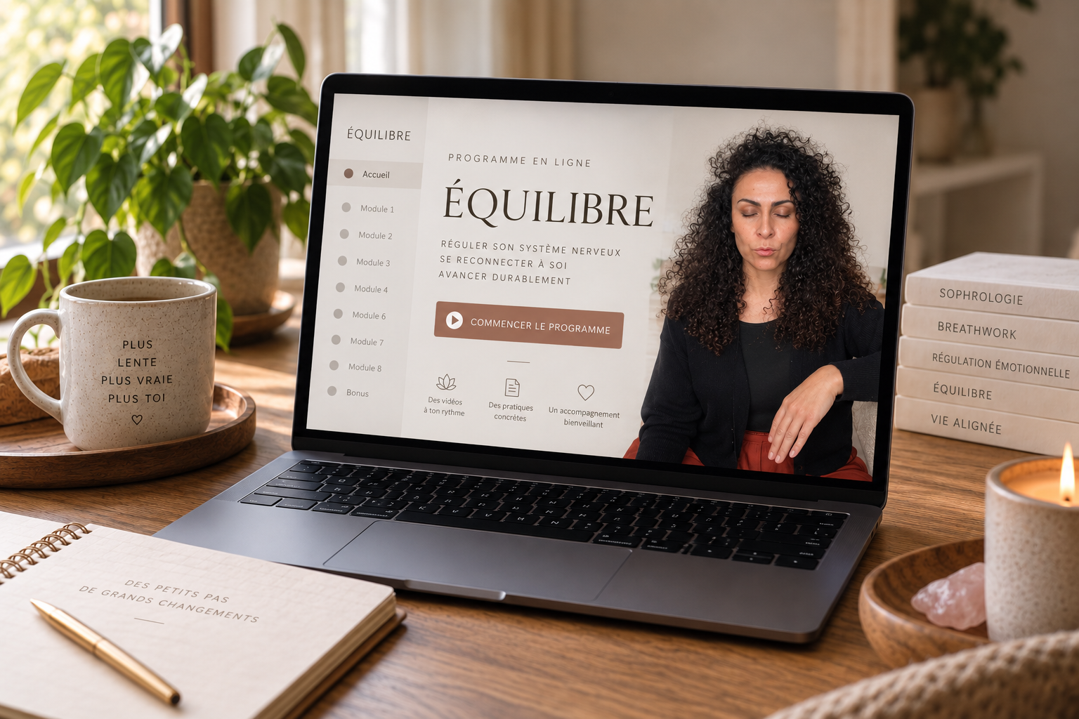 Angélina Santana présentant ses programmes en ligne de sophrologie et Breathwork